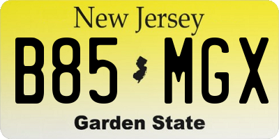 NJ license plate B85MGX