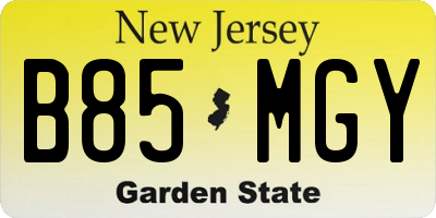 NJ license plate B85MGY