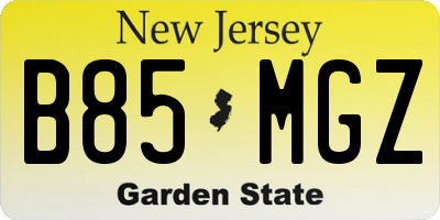 NJ license plate B85MGZ