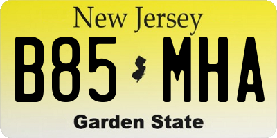 NJ license plate B85MHA