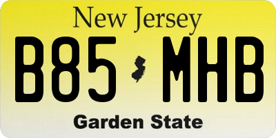 NJ license plate B85MHB