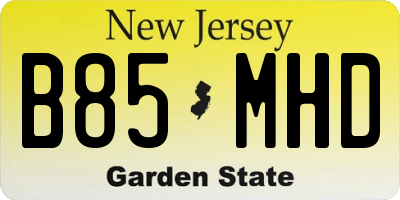 NJ license plate B85MHD