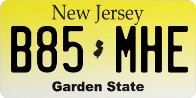 NJ license plate B85MHE