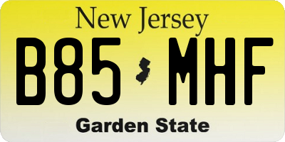 NJ license plate B85MHF