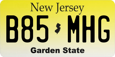 NJ license plate B85MHG