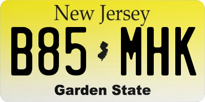 NJ license plate B85MHK