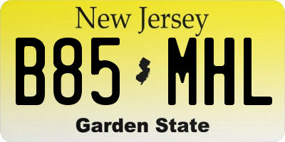 NJ license plate B85MHL