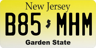 NJ license plate B85MHM