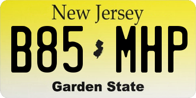 NJ license plate B85MHP