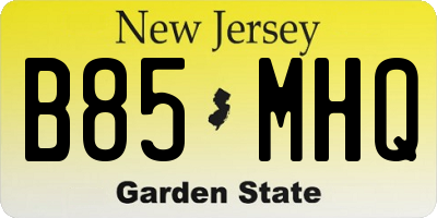 NJ license plate B85MHQ