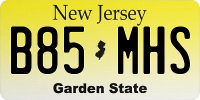 NJ license plate B85MHS
