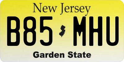 NJ license plate B85MHU