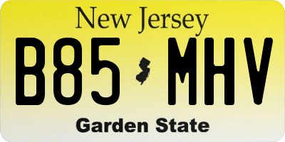 NJ license plate B85MHV