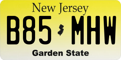 NJ license plate B85MHW
