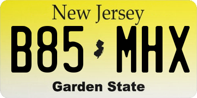 NJ license plate B85MHX