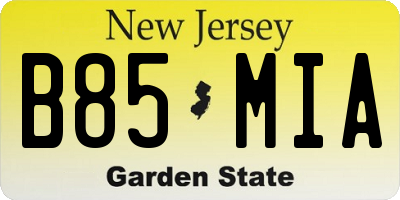 NJ license plate B85MIA