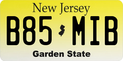 NJ license plate B85MIB