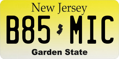 NJ license plate B85MIC