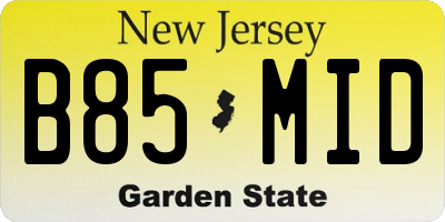 NJ license plate B85MID