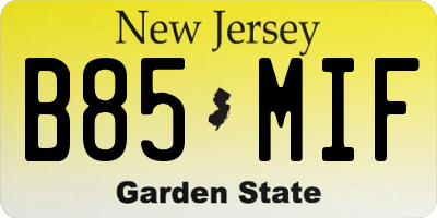 NJ license plate B85MIF
