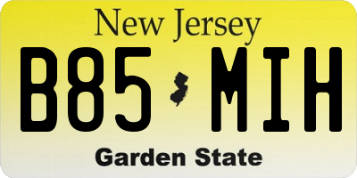 NJ license plate B85MIH