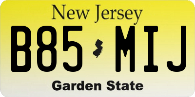 NJ license plate B85MIJ