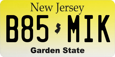 NJ license plate B85MIK