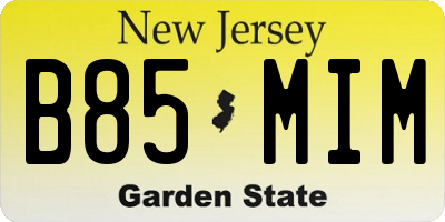 NJ license plate B85MIM