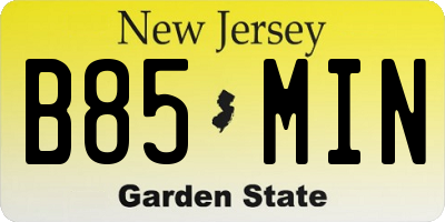 NJ license plate B85MIN
