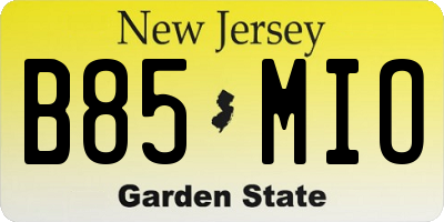 NJ license plate B85MIO