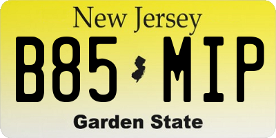 NJ license plate B85MIP