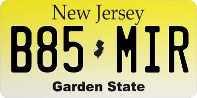 NJ license plate B85MIR
