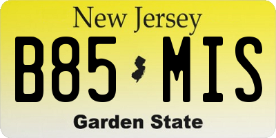 NJ license plate B85MIS
