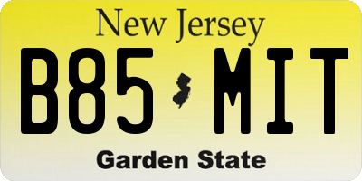 NJ license plate B85MIT