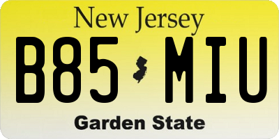 NJ license plate B85MIU