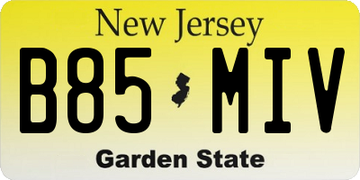 NJ license plate B85MIV