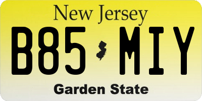 NJ license plate B85MIY
