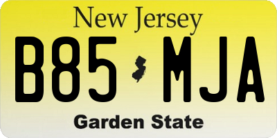 NJ license plate B85MJA
