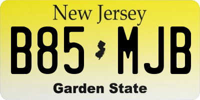 NJ license plate B85MJB