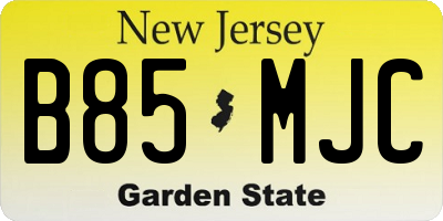 NJ license plate B85MJC