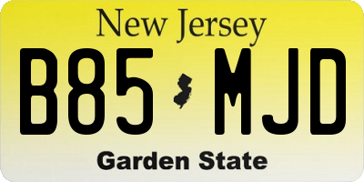 NJ license plate B85MJD