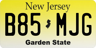 NJ license plate B85MJG