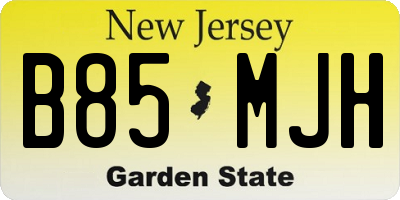 NJ license plate B85MJH