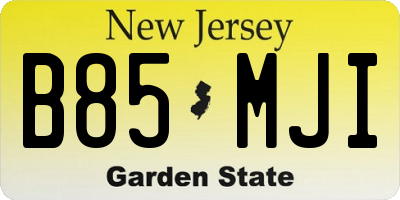 NJ license plate B85MJI