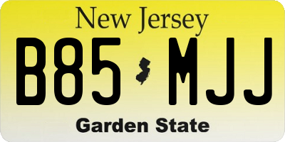 NJ license plate B85MJJ
