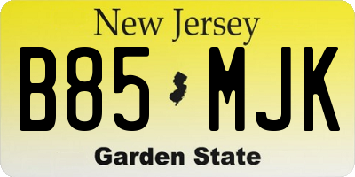 NJ license plate B85MJK