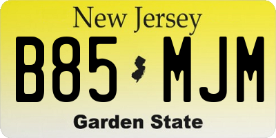 NJ license plate B85MJM
