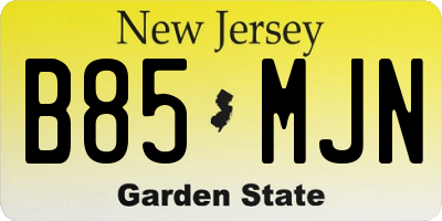 NJ license plate B85MJN
