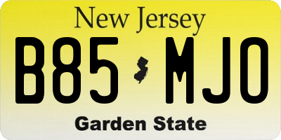 NJ license plate B85MJO