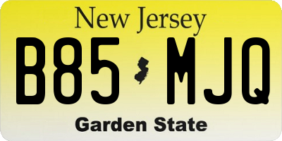 NJ license plate B85MJQ